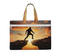 MMSJSBVY Borsa alla moda del documento della tela dell'albero e dell'oscillazione di autunno, tote di grande capacità con le tasche doppie della chiusura lampo per pendolarismo e studio, Rock Jump