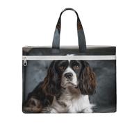 MMSJSBVY Borsa alla moda del documento della tela dell'albero e dell'oscillazione di autunno, tote di grande capacità con le tasche doppie della chiusura lampo per pendolarismo e studio, Spaniel sul