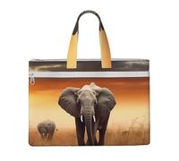 MMSJSBVY Borsa alla moda del documento della tela di Babbo Natale di Natale, borsa tote di grande capacità con le tasche doppie della chiusura lampo per il pendolarismo, Simpatico elefante selvatico