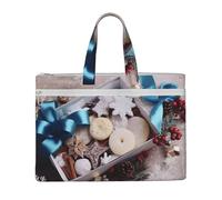 MMSJSBVY Borsa alla moda del documento della tela di Babbo Natale di Natale, borsa tote di grande capacità con le tasche doppie della chiusura lampo per il pendolarismo, Confezione regalo di buon