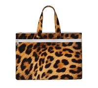 MMSJSBVY Borsa alla moda del documento della tela di quiz di matematica, tote di grande capacità con le tasche doppie della chiusura lampo per pendolarismo e studio, Stampa leopardata., Taglia unica
