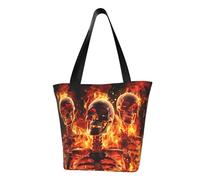 MMSJSBVY Borsa da donna con piume di pavone, borsa per la spesa, grande capacità, adatta per shopping, gite in spiaggia e fitness, Scheletri di fuoco, Taglia unica