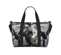 MMSJSBVY Borsa da viaggio in legno floreale rosa, unisex, borsa da palestra resistente all'acqua, borsa da viaggio con tracolla regolabile di grande capacità, Aereo dell'esercito americano, Taglia