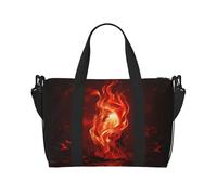 MMSJSBVY Borsa da viaggio in legno floreale rosa, unisex, borsa da palestra resistente all'acqua, borsa da viaggio con tracolla regolabile di grande capacità, Fiamma rossa., Taglia unica