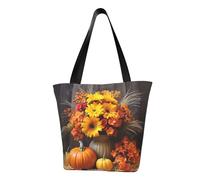 MMSJSBVY Borsa della spesa della borsa delle donne dell'occhio del fumetto, borsa di grande capacità, adatta per lo shopping, i viaggi in spiaggia e il fitness, Fiori d'Autunno Zucca Pagliaio, Taglia