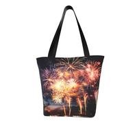 MMSJSBVY Borsa della spesa della borsa delle donne dell'occhio del fumetto, borsa di grande capacità, adatta per lo shopping, i viaggi in spiaggia e il fitness, Bellissimi fuochi d'artificio, Taglia