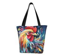 MMSJSBVY Borsa della spesa della borsa delle donne dell'occhio del fumetto, borsa di grande capacità, adatta per lo shopping, i viaggi in spiaggia e il fitness, Pollo colorato arte, Taglia unica