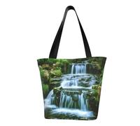 MMSJSBVY Borsa della spesa della borsa delle donne di legno floreale rosa, borsa di totalizzatore di grande capacità, adatta per lo shopping, viaggi in spiaggia e fitness, Cascata che scorre giù