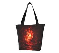 MMSJSBVY Borsa della spesa della borsa delle donne di legno floreale rosa, borsa di totalizzatore di grande capacità, adatta per lo shopping, viaggi in spiaggia e fitness, Fiamma rossa., Taglia unica