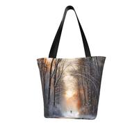 MMSJSBVY Borsa della spesa delle donne del biscotto del cioccolato, borsa di grande capacità, adatta per lo shopping, gite in spiaggia e fitness, Vagando nella luce invernale, Taglia unica