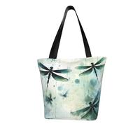 MMSJSBVY Borsa della spesa delle donne del fiore della lavanda, borsa di grande capacità, adatta per lo shopping, gite in spiaggia e fitness, Libellula inchiostro, Taglia unica