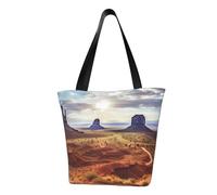 MMSJSBVY Borsa della spesa delle donne tropicali del fiore blu, borsa di grande capacità, adatta per lo shopping, gite in spiaggia e fitness, Paesaggio di Monument Valley, Taglia unica