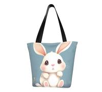 MMSJSBVY Borsa della spesa delle donne tropicali del fiore blu, borsa di grande capacità, adatta per lo shopping, gite in spiaggia e fitness, Carino coniglietto dei, Taglia unica