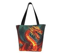 MMSJSBVY Borsa della spesa delle donne tropicali del fiore blu, borsa di grande capacità, adatta per lo shopping, gite in spiaggia e fitness, Re Drago in Fuoco, Taglia unica