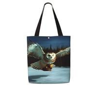 MMSJSBVY Borsa di totalizzatore della spalla della tela delle labbra dell'oro, totalizzatore leggero della spesa del poliestere, borsa quotidiana riutilizzabile per lavoro, scuola e drogheria, Gufo