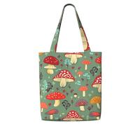 MMSJSBVY Borsa di totalizzatore della spalla della tela di canapa di quattro stagioni, borsa della spesa leggera del poliestere, borsa quotidiana riutilizzabile per lavoro, scuola e drogheria, Funghi