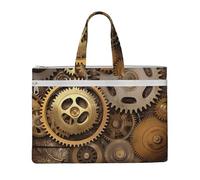 MMSJSBVY Borsa elegante del documento della tela del modello delle piume di pavone, tote di grande capacità con le tasche doppie della chiusura lampo per il pendolarismo e lo studio, Gli ingranaggi a
