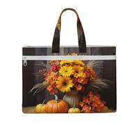 MMSJSBVY Borsa elegante del documento della tela della farfalla di Musica, tote di grande capacità con le tasche doppie della chiusura lampo per il pendolarismo e lo studio, Fiori d'Autunno Zucca