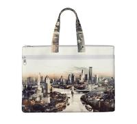 MMSJSBVY Borsa elegante del documento della tela delle campane di Natale, borsa tote di grande capacità con le tasche doppie della chiusura lampo per pendolarismo e studio, Famoso paesaggio urbano