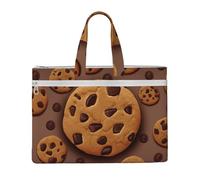 MMSJSBVY Borsa elegante del documento della tela dell'oca carina, totalizzatore di grande capacità con le tasche doppie della chiusura lampo per il pendolarismo e lo studio, Biscotti al cioccolato