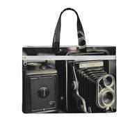 MMSJSBVY Borsa elegante del documento della tela di lontra innamorata, borsa tote di grande capacità con le tasche doppie della chiusura lampo per il pendolarismo e lo studio, Vecchia Fotocamera