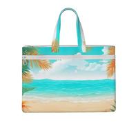 MMSJSBVY Borsa elegante del documento della tela di lontra innamorata, borsa tote di grande capacità con le tasche doppie della chiusura lampo per il pendolarismo e lo studio, Tema tropicale della