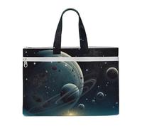 MMSJSBVY Borsa elegante del documento della tela di lontra innamorata, borsa tote di grande capacità con le tasche doppie della chiusura lampo per il pendolarismo e lo studio, Stelle lunari e pianeti