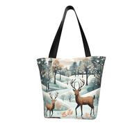 MMSJSBVY Borsa per la spesa da donna con astronauta che atterrano sulla luna, grande capacità, adatta per shopping, gite in spiaggia e fitness, Buon Natale felice., Taglia unica