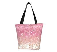 MMSJSBVY Borsa per la spesa da donna, con delfino con un sorriso, grande capacità, adatta per shopping, gite in spiaggia e fitness, Carta da parati carina rosa e oro, Taglia unica