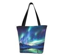 MMSJSBVY Borsa per la spesa da donna, con delfino con un sorriso, grande capacità, adatta per shopping, gite in spiaggia e fitness, Luci del nord, Taglia unica