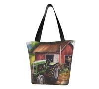 MMSJSBVY Borsa per la spesa da donna con fiocco di neve, grande capacità, adatta per shopping, gite in spiaggia e fitness, Trattore In Fattoria, Taglia unica