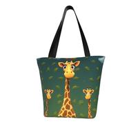 MMSJSBVY Borsa per la spesa da donna con fiocco di neve, grande capacità, adatta per shopping, gite in spiaggia e fitness, Cartoon Giraffa, Taglia unica