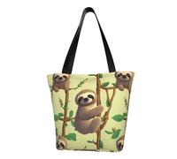 MMSJSBVY Borsa per la spesa da donna con labbra dorate, grande capacità, adatta per shopping, gite in spiaggia e fitness, Carino Cartoon Bradipi, Taglia unica