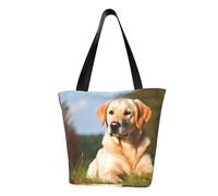 MMSJSBVY Borsa per la spesa da donna con labbra dorate, grande capacità, adatta per shopping, gite in spiaggia e fitness, Carino cane labrador, Taglia unica