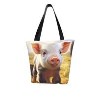 MMSJSBVY Borsa per la spesa da donna con labbra dorate, grande capacità, adatta per shopping, gite in spiaggia e fitness, Animale da fattoria carino, Taglia unica