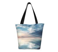 MMSJSBVY Borsa per la spesa da donna con stampa di bulldog inglese, grande capacità, adatta per shopping, gite in spiaggia e fitness, Paesaggio marino tranquillo, Taglia unica