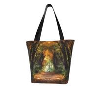 MMSJSBVY Borsa per la spesa da donna con stampa di bulldog inglese, grande capacità, adatta per shopping, gite in spiaggia e fitness, Percorso nel bosco coperto, Taglia unica