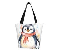 MMSJSBVY Borsa per la spesa da donna con stampa di bulldog inglese, grande capacità, adatta per shopping, gite in spiaggia e fitness, Simpatico pinguino cartone animato, Taglia unica