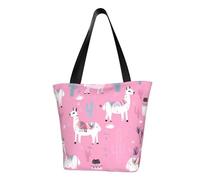 MMSJSBVY Borsa per la spesa da donna con stampa di bulldog inglese, grande capacità, adatta per shopping, gite in spiaggia e fitness, Cactus lama rosa, Taglia unica