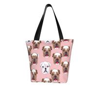 MMSJSBVY Borsa per la spesa da donna con stampa di bulldog inglese, grande capacità, adatta per shopping, gite in spiaggia e fitness, Volti Bulldog Inglese, Taglia unica