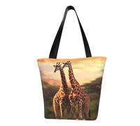 MMSJSBVY Borsa per la spesa da donna con stampa di bulldog inglese, grande capacità, adatta per shopping, gite in spiaggia e fitness, Coppia di giraffe., Taglia unica