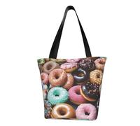 MMSJSBVY Borsa per la spesa da donna con stampa di bulldog inglese, grande capacità, adatta per shopping, gite in spiaggia e fitness, Ciambella, Taglia unica