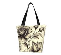 MMSJSBVY Borsa per la spesa da donna con stampa di bulldog inglese, grande capacità, adatta per shopping, gite in spiaggia e fitness, Elegante Fiore, Taglia unica