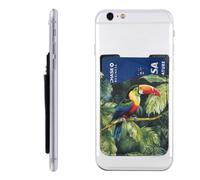 MMSJSBVY Carino Bow Giraffe Custodia per cellulare porta carte di credito - Custodia adesiva in pelle PU per il retro della maggior parte degli smartphone, Tucano appollaiato delle foreste pluviali