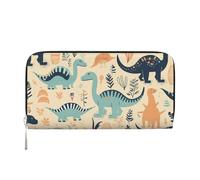 MMSJSBVY Carino Cartoon Dinosauri Portafoglio lungo per le donne Portafoglio in pelle con cerniera Portafoglio di grande capacità con slot per schede, Dinosauri, taglia unica