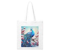 MMSJSBVY Cinque Terre Scenery Canvas Tote Bag, grande borsa di tela con stampa a trasferimento termico su entrambi i lati per shopping, viaggi, regali di lavoro, Bellissimo pavone e floreale, Taglia