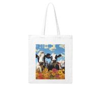 MMSJSBVY Cinque Terre Scenery Canvas Tote Bag, grande borsa di tela con stampa a trasferimento termico su entrambi i lati per shopping, viaggi, regali di lavoro, Mucche bianche e nere, Taglia unica