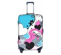 MMSJSBVY Copertura elastica per bagagli con bellissimi fiori, resistente alla polvere e ai graffi, per bagagli da 45,7 a 81,7 cm, Mucca Nascondi Con Cuori Moo Amore, XL