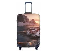 MMSJSBVY Copertura elastica per bagagli con cuori e fiori, resistente alla polvere e ai graffi, per bagagli da 45,7 a 81,7 cm, Alba su Hamnoy, S