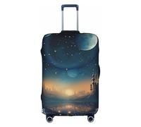 MMSJSBVY Copertura elastica per bagagli con cuori e fiori, resistente alla polvere e ai graffi, per bagagli da 45,7 a 81,7 cm, Luna Stella Notte, L